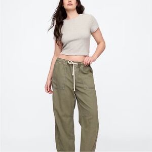 Gap Mid Rise Pull On Soft Barrel Jeans Women's Size Medium Mesculen Green